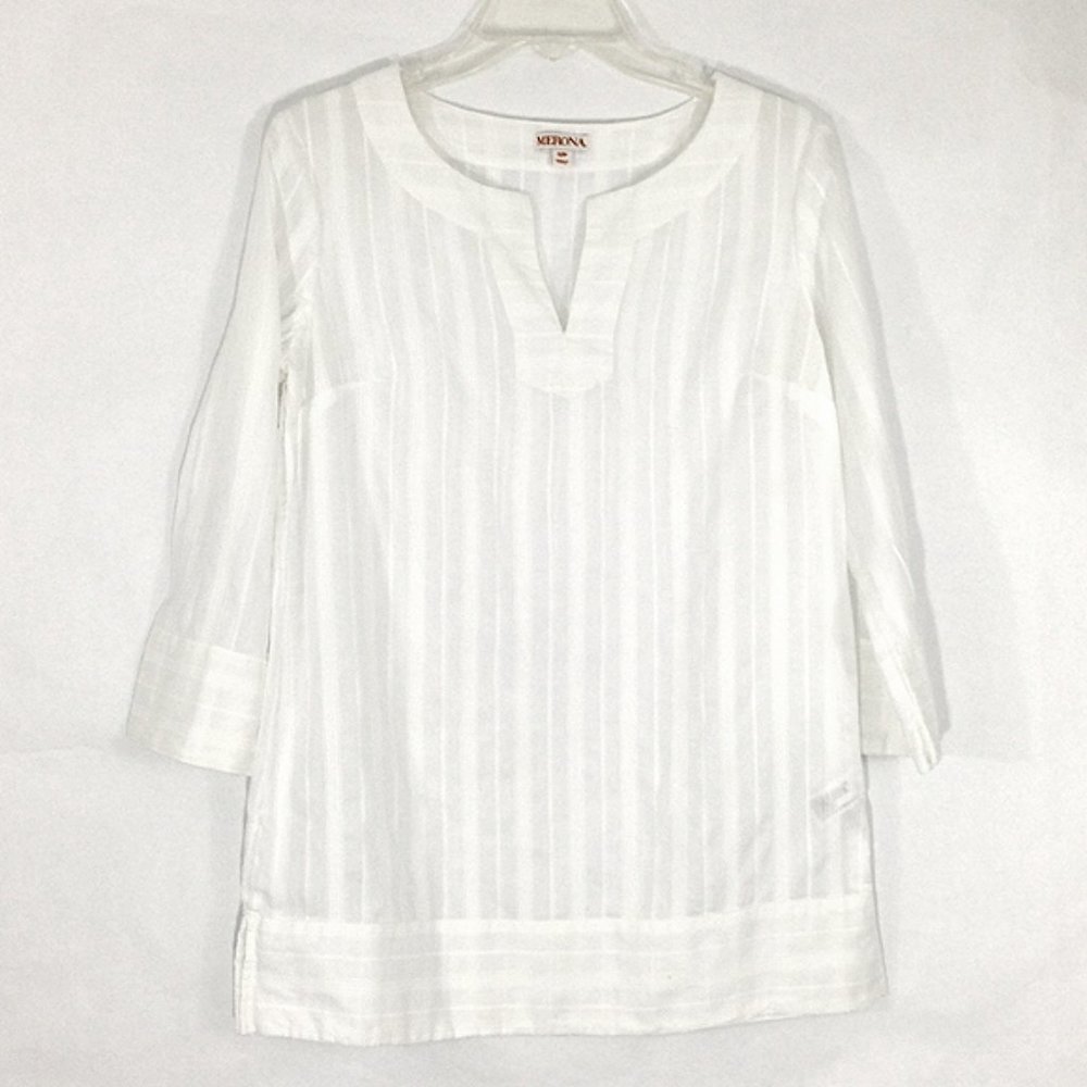 Merona Sheer White Long Peasant Blouse | SP